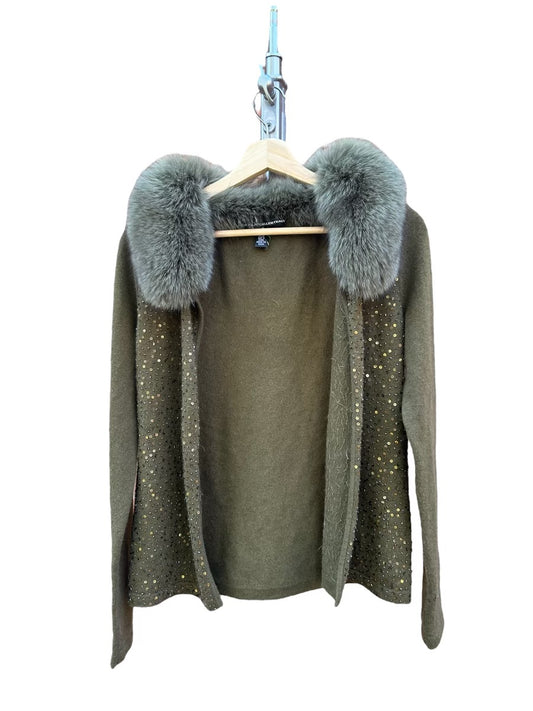 Green Fur Collared Sweater