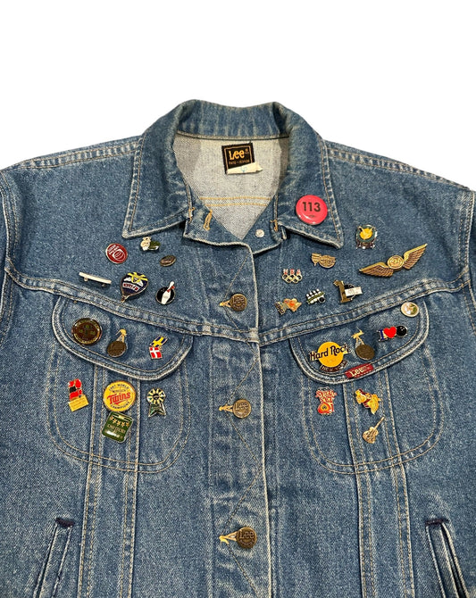 Vintage Lee Riders Denim Jacket With Pins