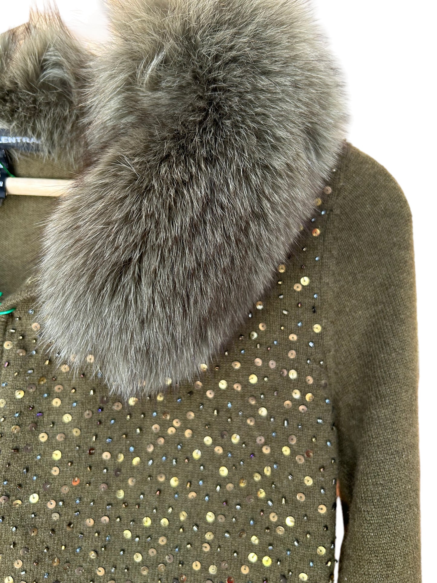 Green Fur Collared Sweater